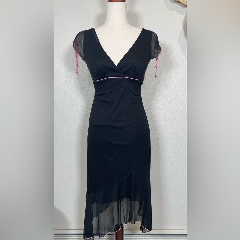 Vintage 90’s Y2K Cocktail Prom Party Dress Black & Pink Byer Too Size Small